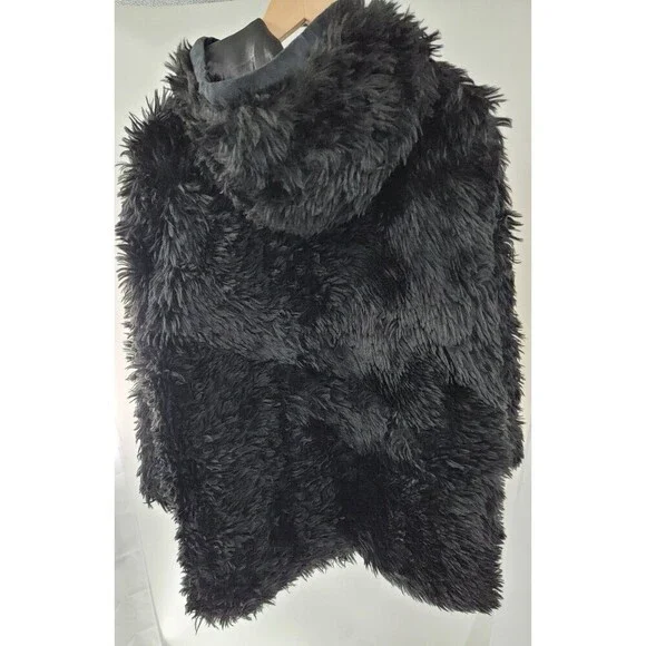 Adrienne Landau Black Modacrylic Hooded Jacket - Picture 2 of 7